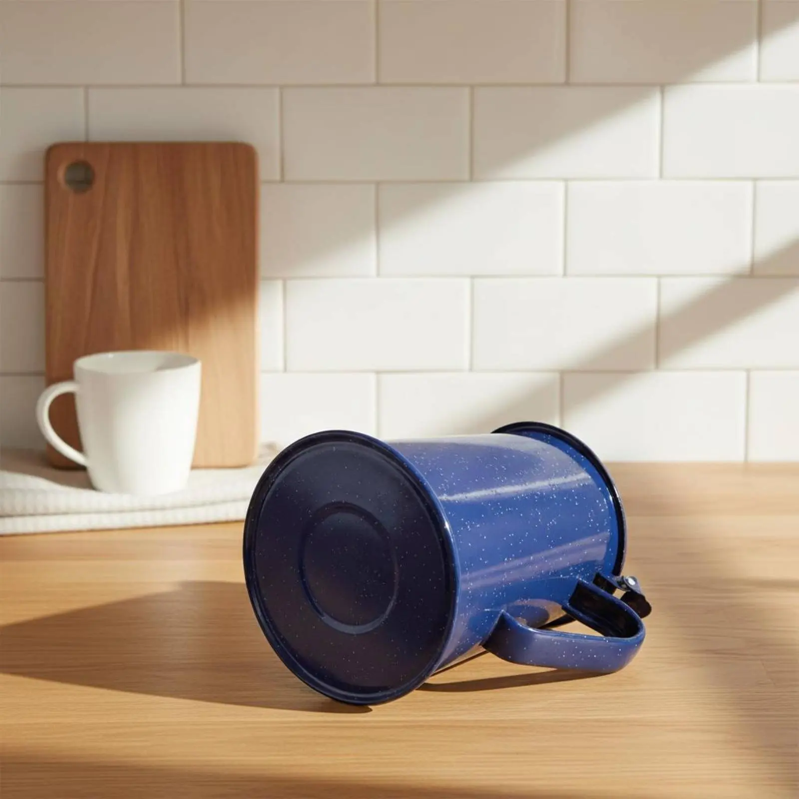 Enamel Coffee Pot Easy to Clean Camping Enamel Pot Blue Speckled Kettle Long-Lasting Coffee Boiler Boiling Water view 5