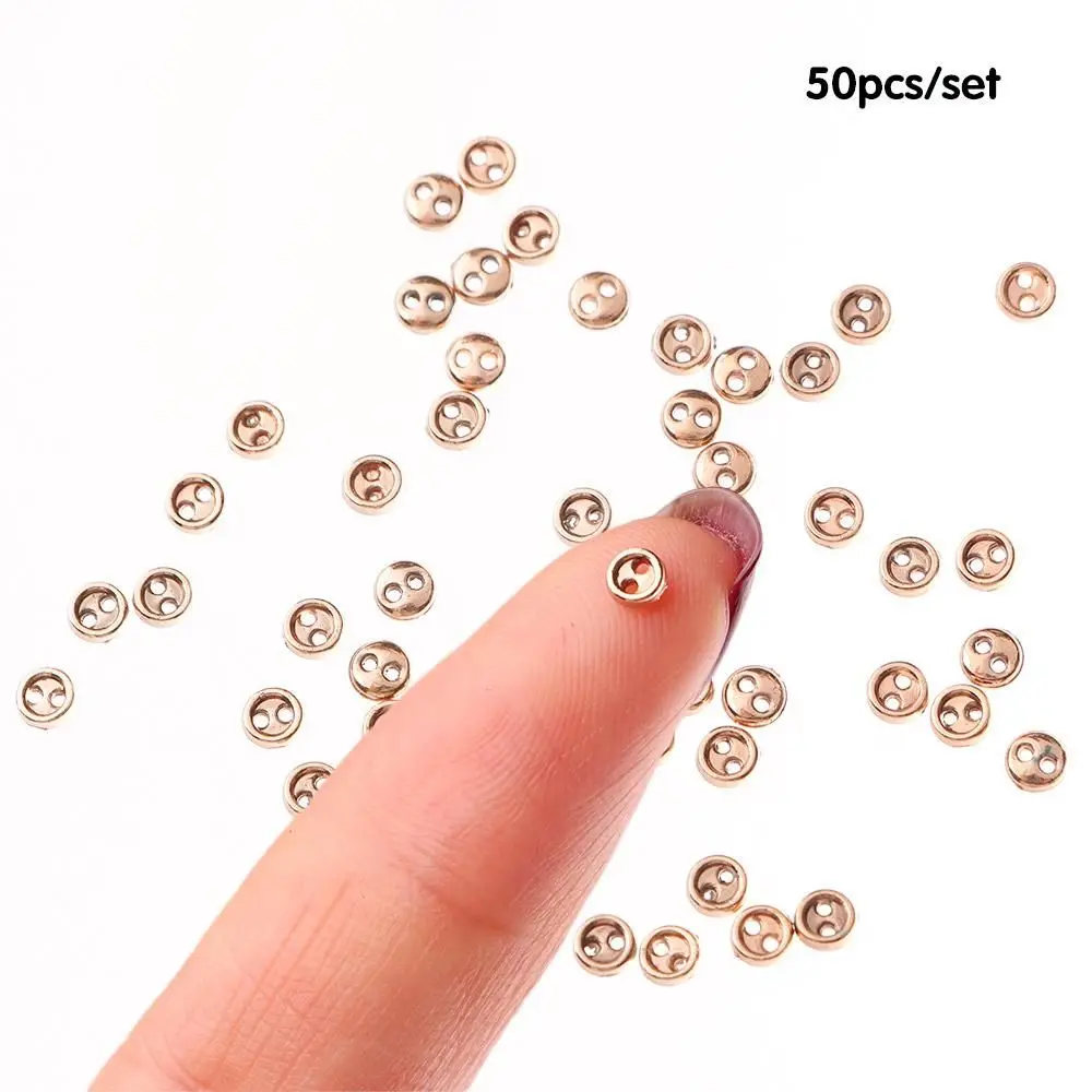 50pcs 3mm 4mm Handmade Doll For Cartoon Doll Clothes Mini Round Buttons Two Holes Buttons DIY Craft Clothing Sewing Accessories