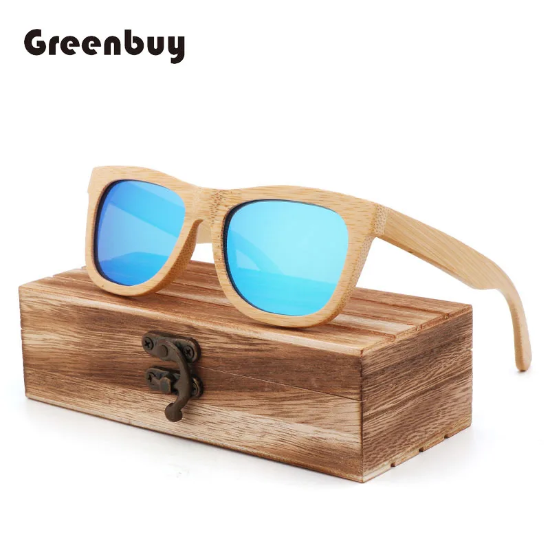 Natural Bamboo Wooden Sunglasses Handmade Polarized UV400 Lenses Eyewear With Gift Box Fashion for Women and Men Design Vintage