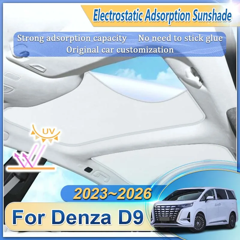 

For BYD Denza D9 2023 2024 2025 2026 Car Insulation Sunroof Sunshade Electrostatic Adsorption Blind Shading Skylight Accessories