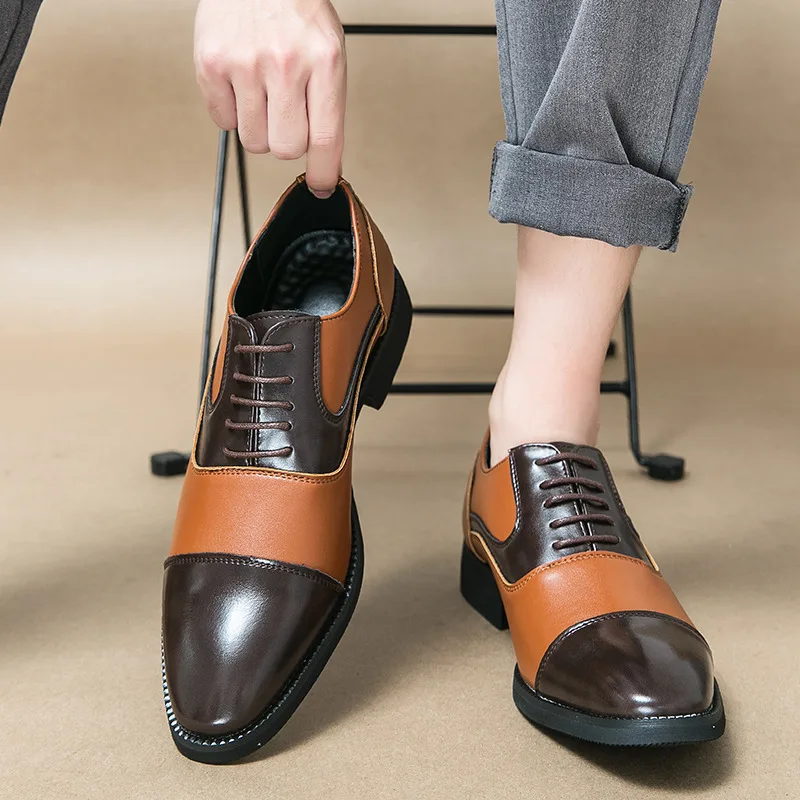 New Fashion Elegant Man Dress Shoes Big Size 46 Pointed Toe Oxfords Shoes for Men Leather Business Shoes Men Zapatos De Vestir