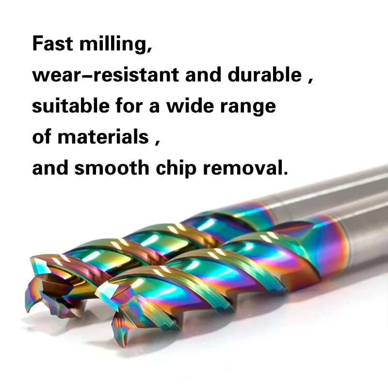 3 플루트 플랫 엔드밀 스틸 CNC 밀링 커터, 금속 DLC 코팅, CNC 라우터 비트, HRC58, HRC55, HRC56, 8mm, 10mm, 12mm, 14mm