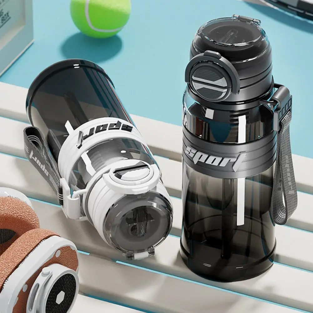 

Straw Port Water Bottle Press Button Water Bottle 800ml Bpa-free Fitness Water Bottle with Straw -top Lid for Gym Outdoor Sports