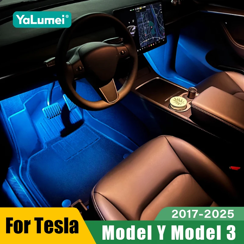 For Tesla Model 3 Y 2017 2018 2019 2020 2021 2022 2023 2024 2025 Car Footwell Lamp Atmosphere Lights Interior Decoration Accesso