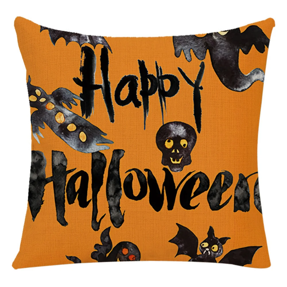 Halloween Spider Pillowcase Black Castle Owl Thanksgiving Square Cushion Cover Jack-o '-Lantern Family Sofa Living Room Decorati