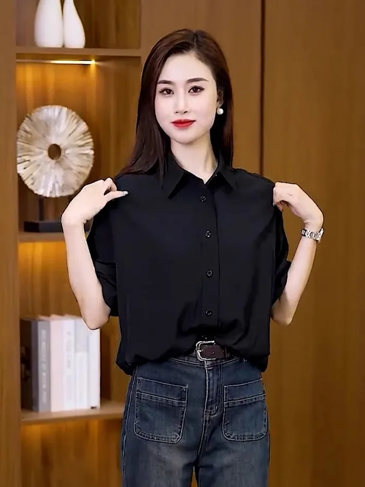 

Стильная женская рубашка: весенняя мода, антивозрастной эффект, маленький размер, милая рубашка для офиса, с длинным рукавом, на пуговицах, стандартный крой