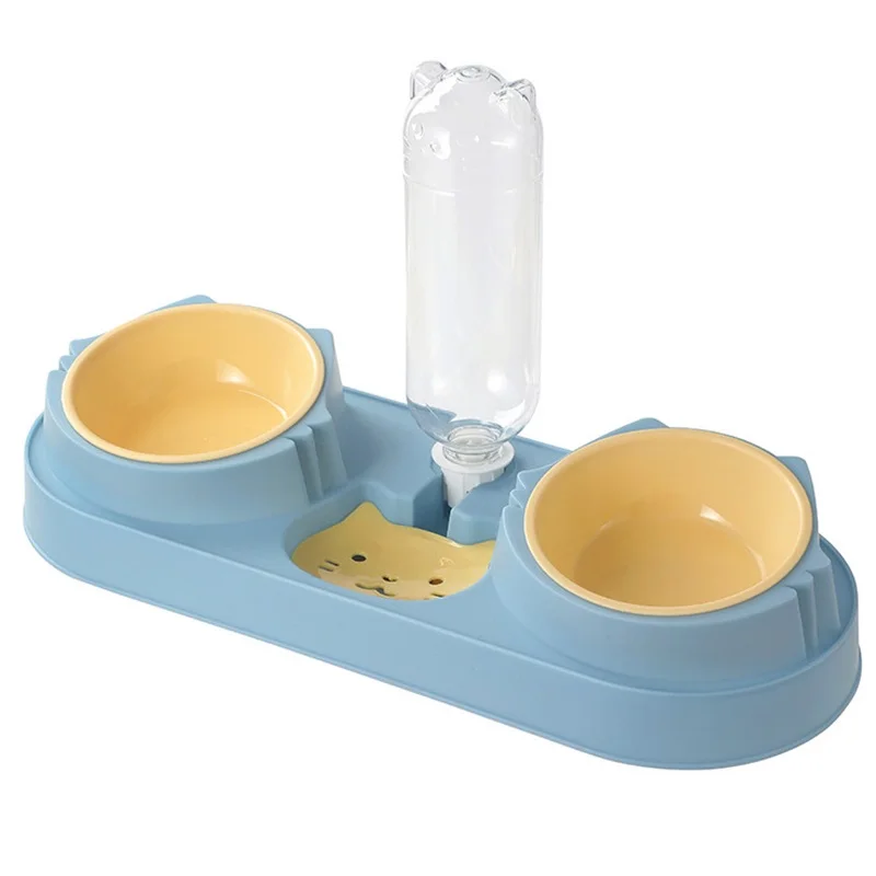 

1 Piece Pet Cat Bowl Automatic Feeder Dog Food Bowl With Water Fountain Double Bowl Drinking Raised Stand Dish Bowls For Cats