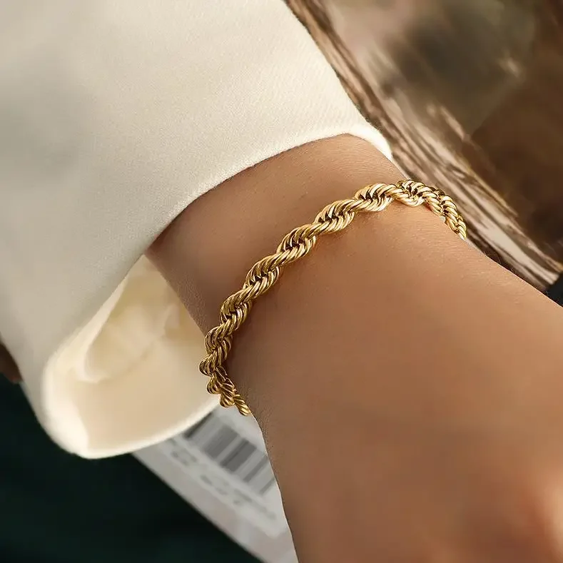 High end twist cuff bracelet bangle  gold plated stainless steel bracelet bracelets