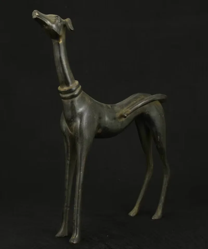 Big Nice Chinese Old Bronze Collectable Handwork Carved Dog Statue Figure