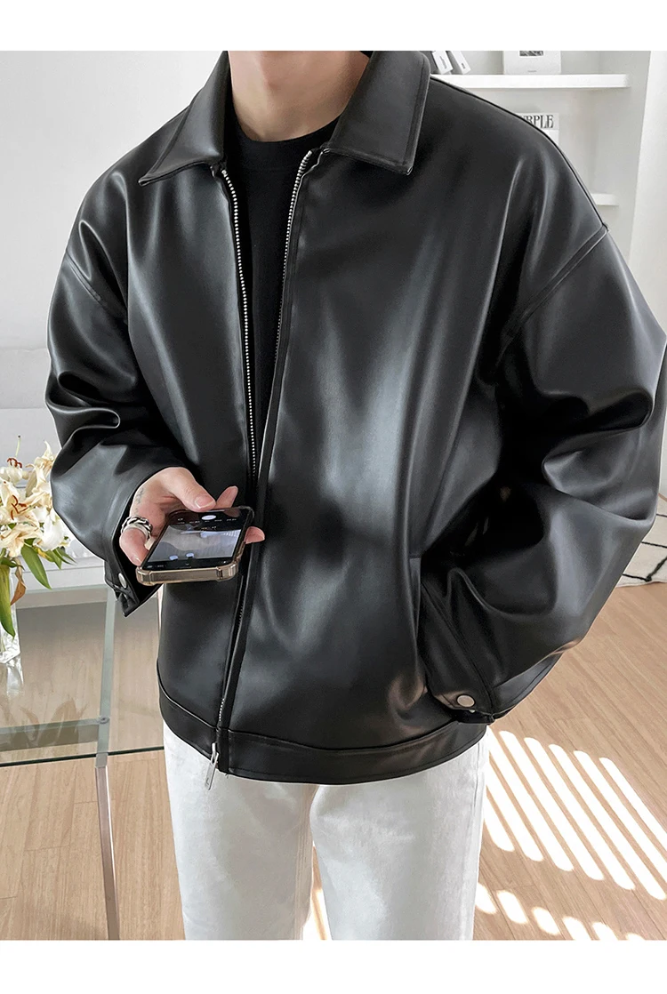 Mauroicardi Spring Autumn Cool Luxury Short Black Soft Light Pu Leather Jacket Men Zipper Casual Mens Jackets and Coats Fashion 15 Scb755d18af404863a1950e46fc403c6az