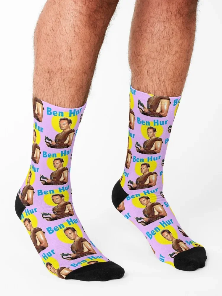 Charlton Heston in the great monumental film Ben Hur by William Wyler Socks Wholesale Run Socks Women's Men's