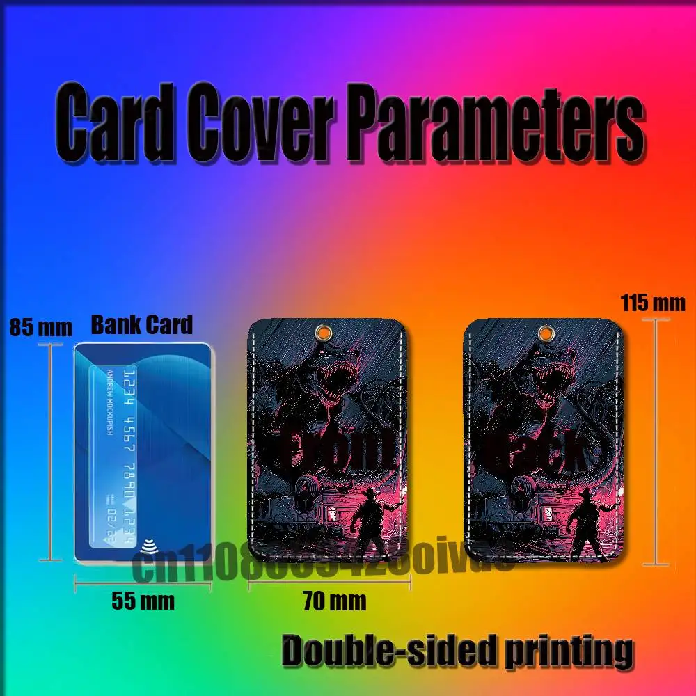 J-Jurassic P-Park Dinosaur World For ID Clips Credit Bank Campus Card Holder Cover Decoration PU Leather Keychain