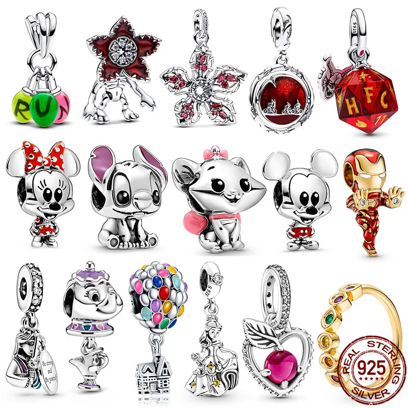 

Хит продаж: подвеска в форме сердца из серебра 925 пробы с волшебным цветком-монстром, идеально подходящая к женскому браслету.