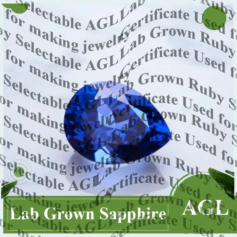 

Pear Cut Royal Blue Lab Grown Sapphire, High Quality Certified Loose Gemstone for DIY Jewelry Inlay Making