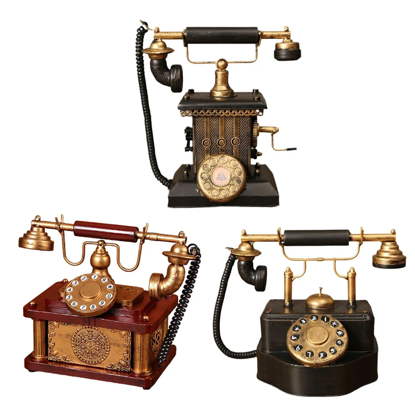 Classic Corded Desk Phone Model Bedroom Retro Style Restaurants Creative Home Decoration Props Old Telephone Landline Ornament