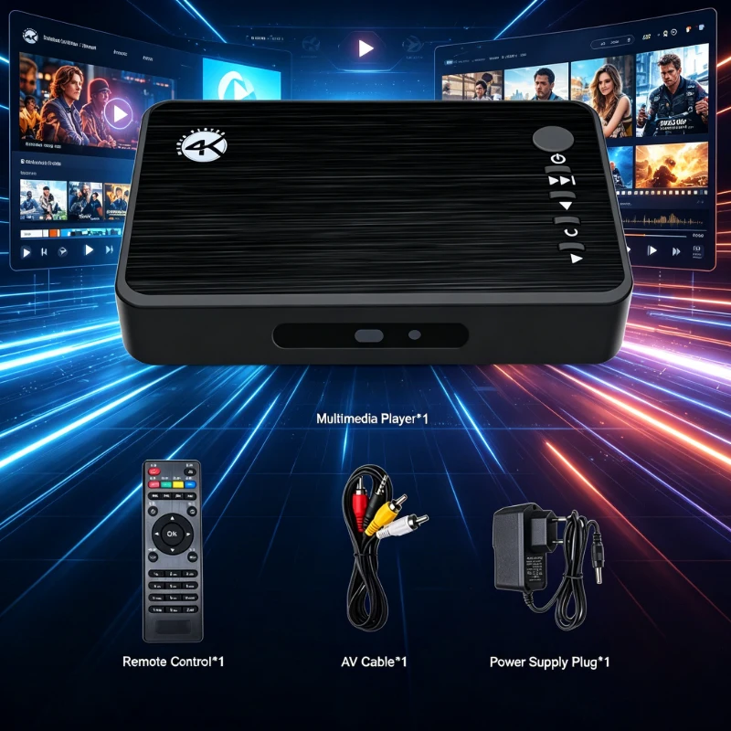

High-Definition Hard Disk Blu-Ray Player Turns On And Plays 4K Video Circularly. Disk Horizontal And Vertical Screen HDMI+VGA