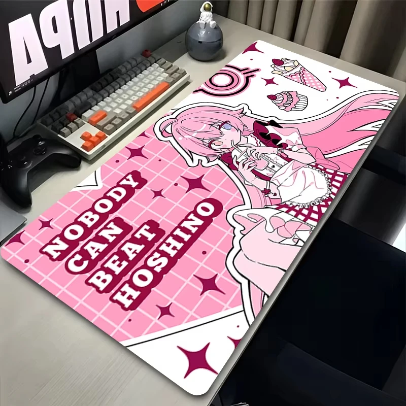 

Mouse Pad Kawaii Laptop PC Blue Archive Gamer Keyboard Pad Takanashi Hoshino Mousepad Edge White Tassel Rubber Anime Desktop Mat