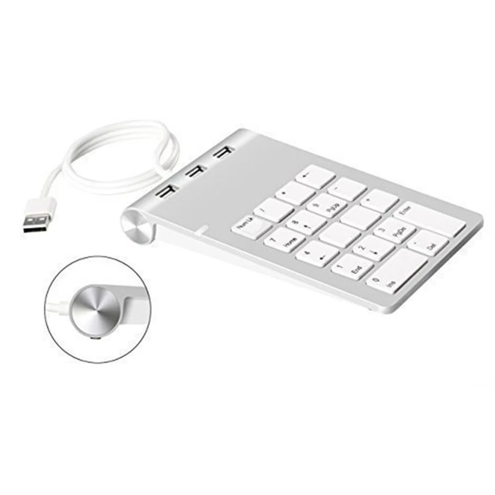 

Zinc Alloy Numeric Keypad Usb 18-Key 3 Ports Hub For Pc 10 8 7 Xp Silver Computer Peripheral