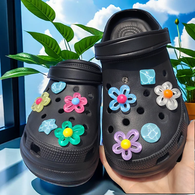 Dijes de diseño de 9 piezas y 5 pétalos de flores para zapatos, decoración brillante para zuecos, regalos para niños, mujeres y niñas, gran oferta