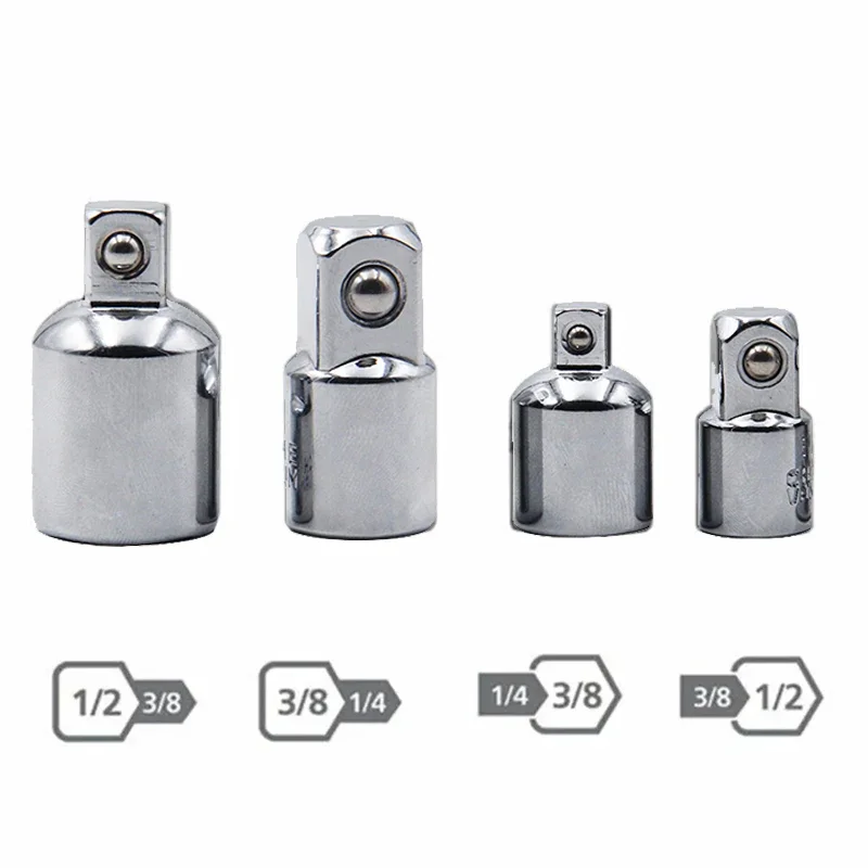 4pc Silver Black Variable Diameter Sleeve Square Sleeve Conversion Flying Head Adapter 1/2 3/8 1/4 Tool Set Crimping tool Nsv