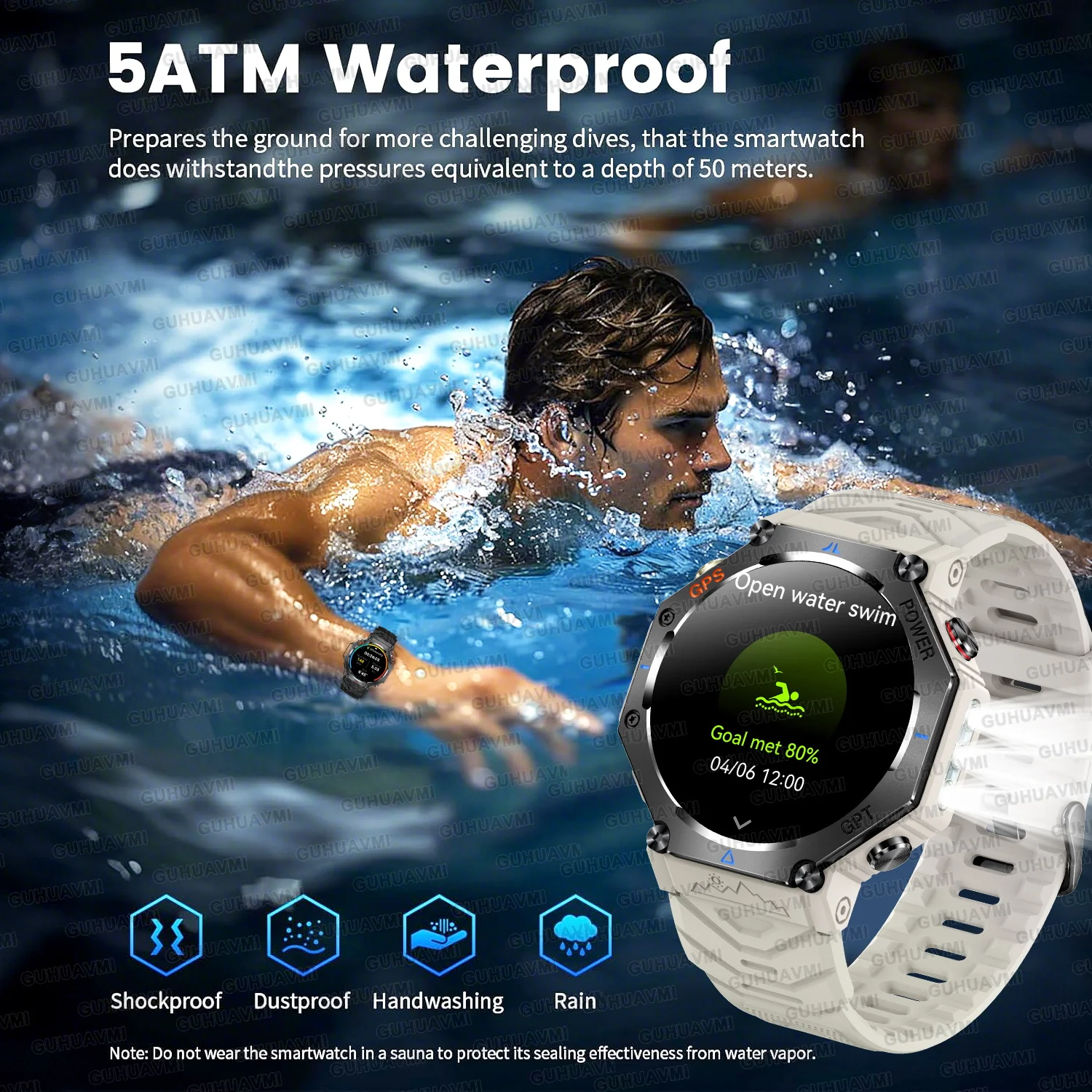 2025 New Military Grade T-Rex 3 Smart Watch Bulit-in Dual Band GPS Compass Altimeter GhatGPT 5ATM Waterproof Swimming SmartWatch - Image 3