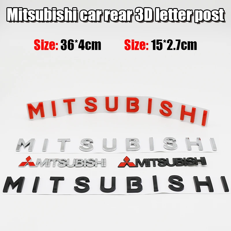 

Car 3D ABS Letters Logo Decals Sticker For Mitsubishi Outlander Lancer 9 X EX ASX Pajero L200 Colt Eclipse Ralliart Triton