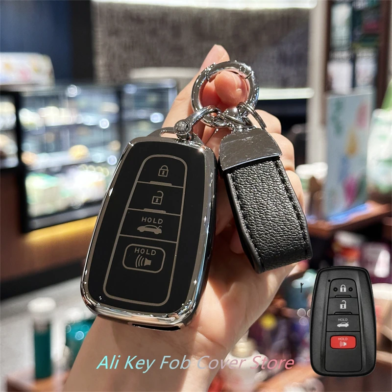 for Toyota Key Fob Cover with Keychain For 2020-2024 Highlander 2018-2024 RAV4 Camry C-HR Corolla Avalon Prius Key Shell Case