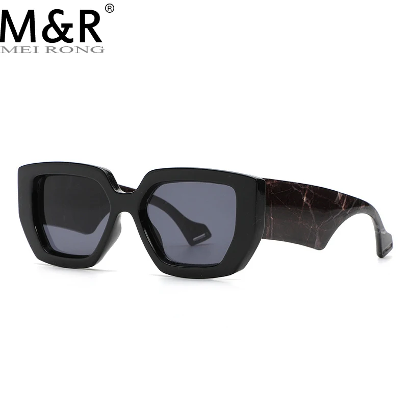 Fashion Colorful Square Women Glasses Frame Sunglasses Spring Hinge Wide Legs Eyewear Men marble Polygon Frame