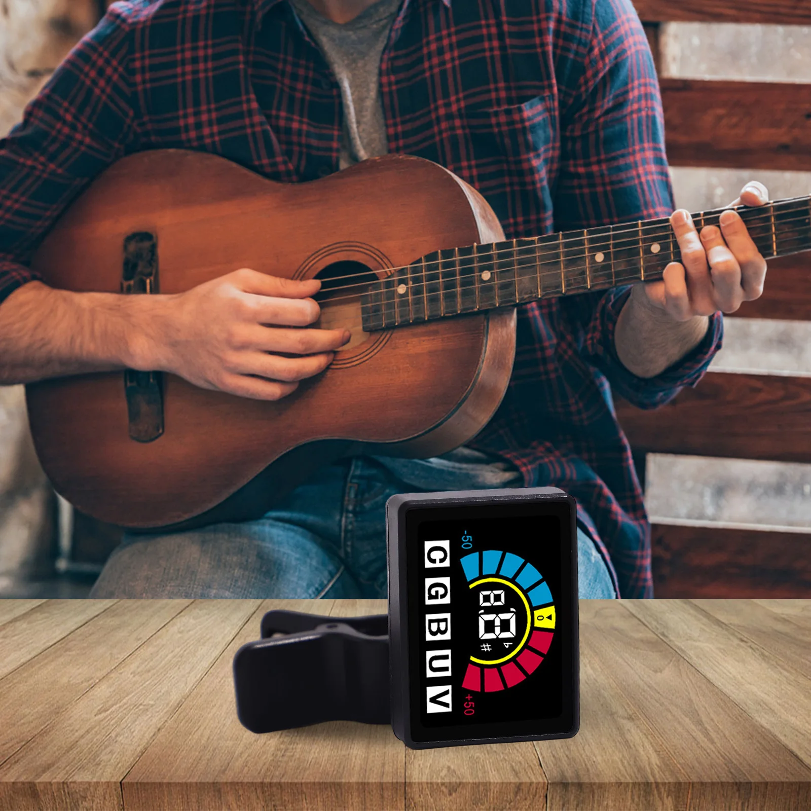 

Тюнер для бас-гитары и электрогитары, хроматический тюнер с поворотным механизмом на 360 градусов, автоматическое отключение питания