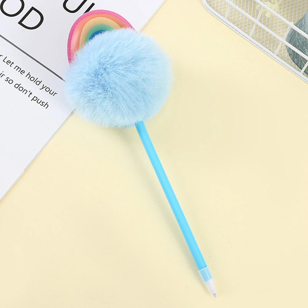 

5 pcs Ballpoint Pen Smooth Writing Ergonomic Grip Cute Pompom Design Pens For Students Kids Nurses Cartoon Stationery Office