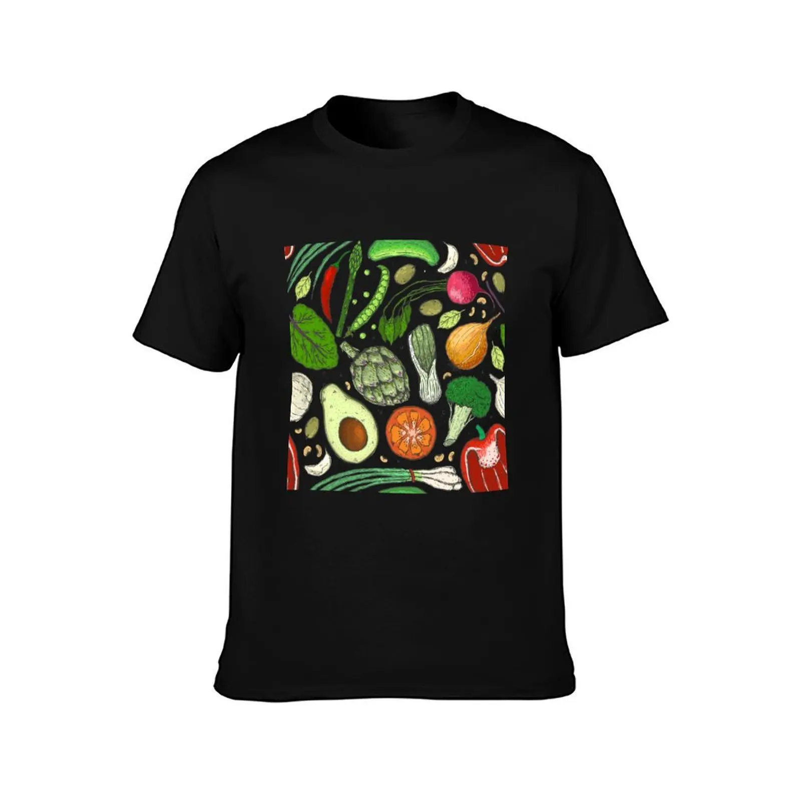 Healthy Veggies Pattern T-Shirt Work Wear Short Sleeve T-Shirt