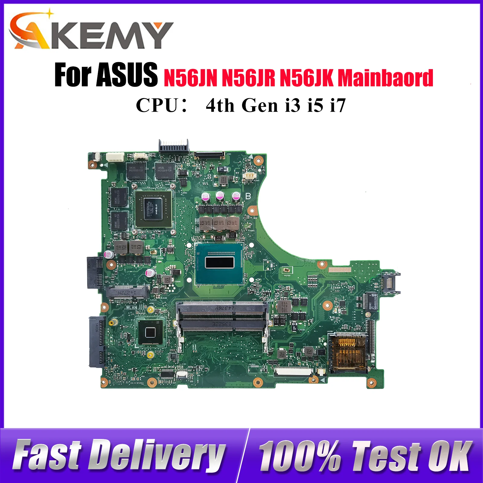 

N56JR Laptop Motherboard For ASUS N56JK N56J N56JN N56JR Notebook Mainboard With i3 i5 i7 CPU 100% tests OK fast shipping stk