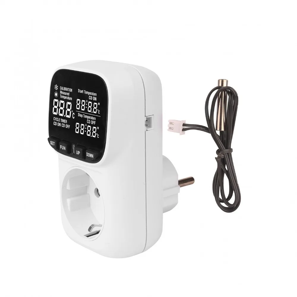 Fish Tank Touch Screen Thermostat Socket Digital LCD Display Smart Thermostat Plug -40℃-120℃ Temperature Regulation EU Socket