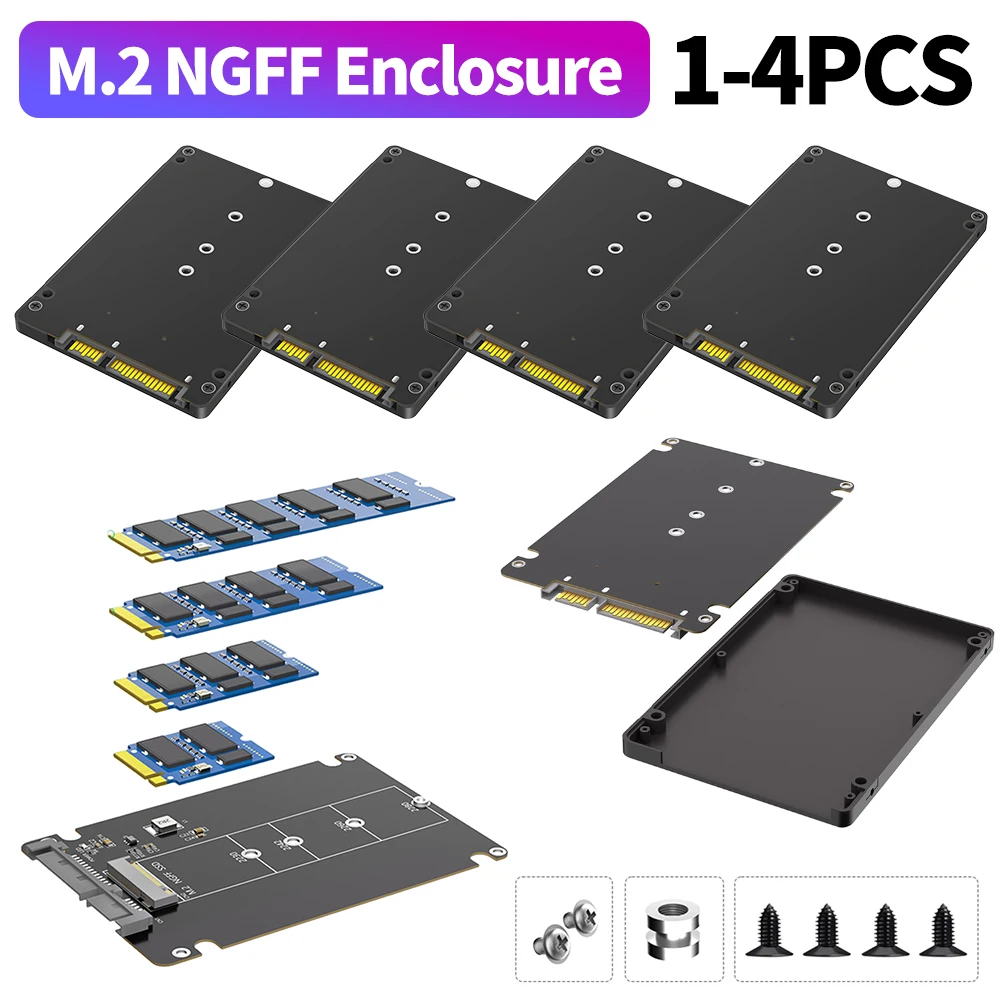 

M.2 NGFF B Key To 2.5inch SATA SSD Enclosure 6Gbps Hard Disk Case Enclosure M.2 SSD Adapter for 2230 2242 2260 2280 M.2 SSD