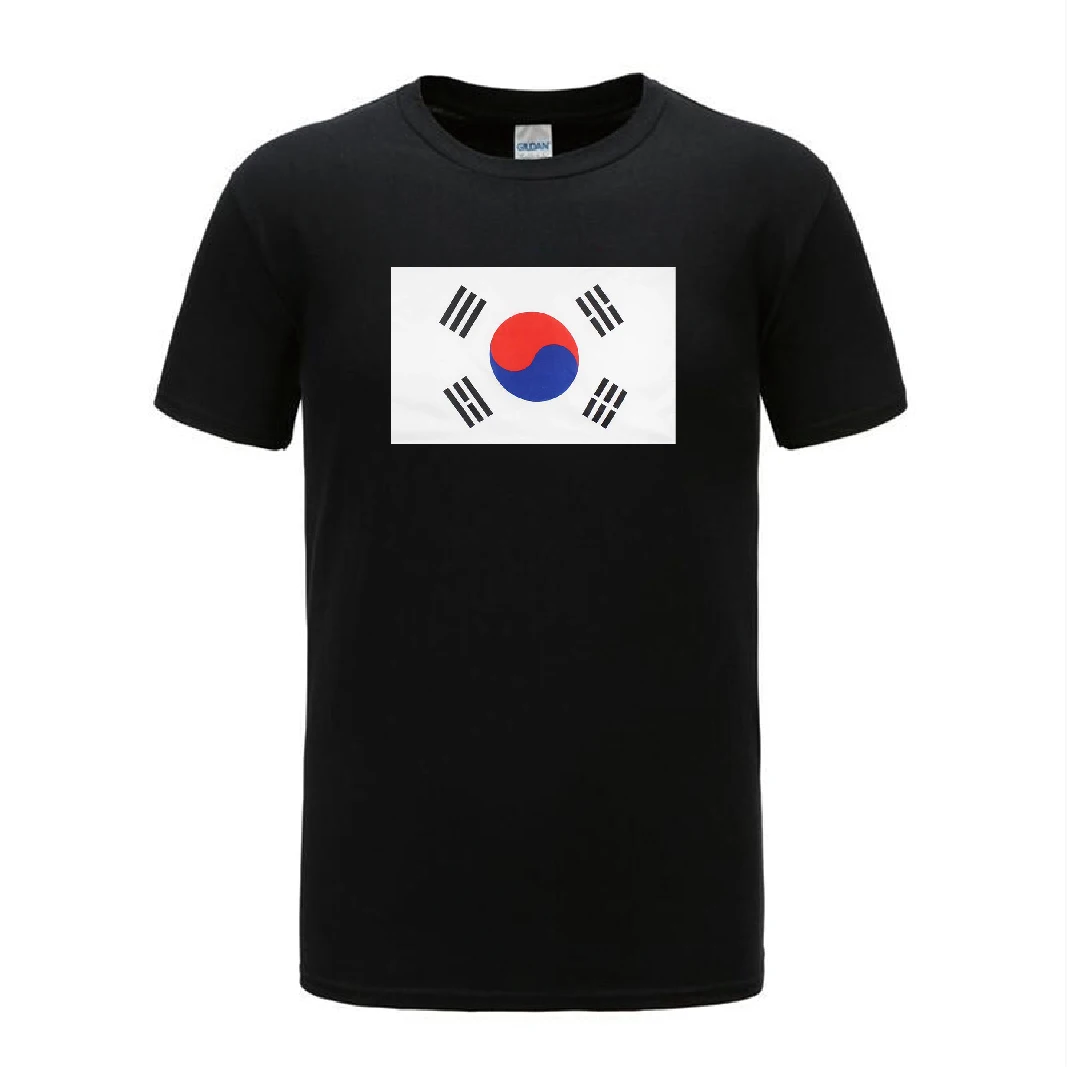 South Korea Flag T-shirt Summer Fashion High Quality Printing 100% Cotton Short Sleeve Tee Shirts