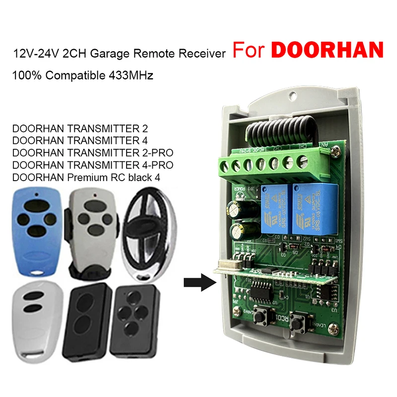 

For DOORHAN TRANSMITTER 2 4 PRO Garage Door Remote Control Receiver 433MHz Gate Remote Control Universal Receiver