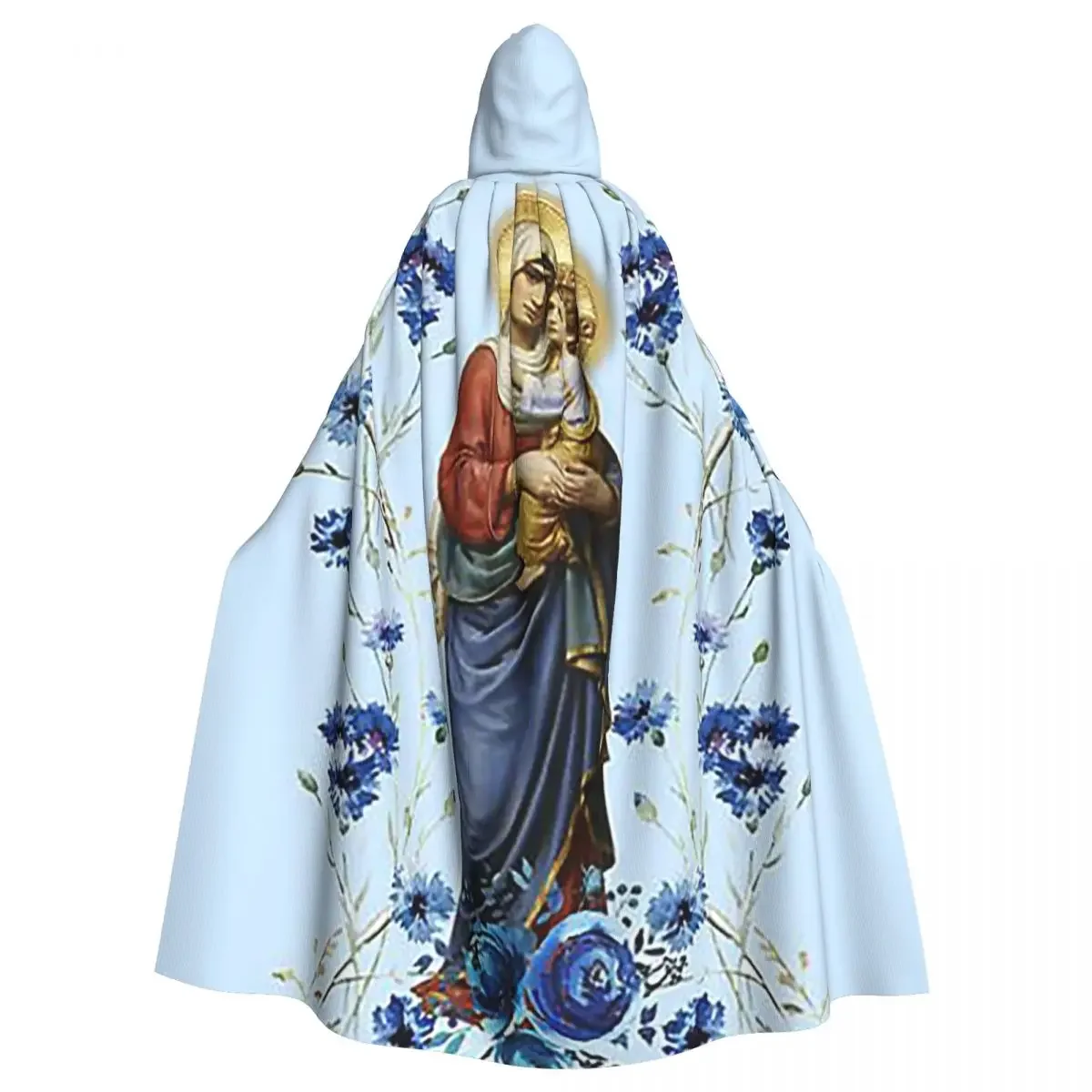 Catholicism Saints  Mary Long Hooded  Witch Medieval Costume Cosplay Cape HalloweenVampire Adult Unisex