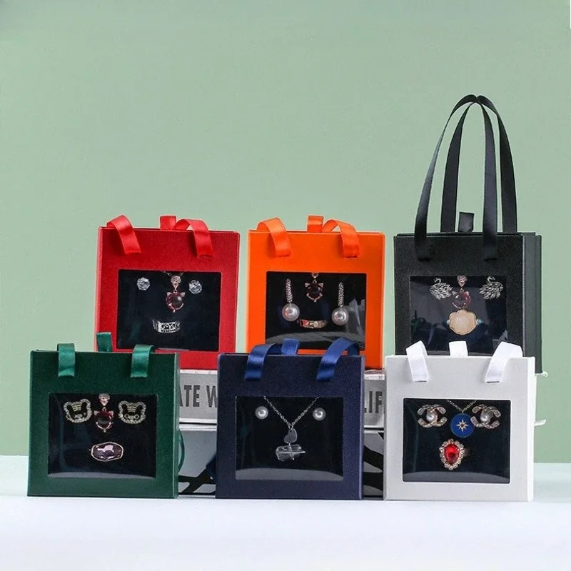 12pcs Luxury Drawer Jewelry Box for Rings Necklaces Earrings Portable Gift Storage Case with Black Sponge Paper Jewellry Packing