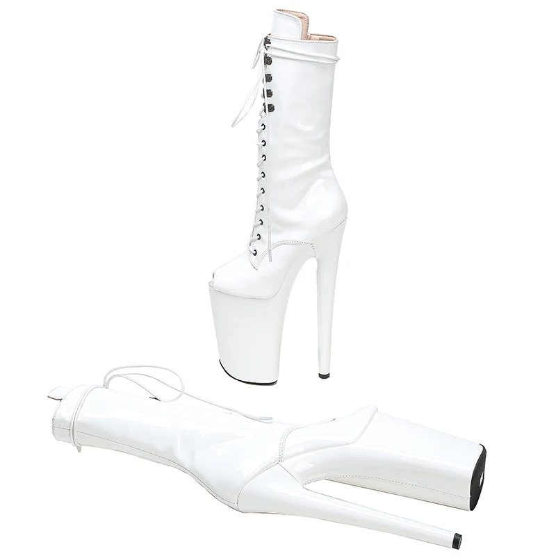 Leecabe-Botas de charol para mujer, calzado Sexy con plataforma de tacón alto de 23CM/9 pulgadas, Pole Dance