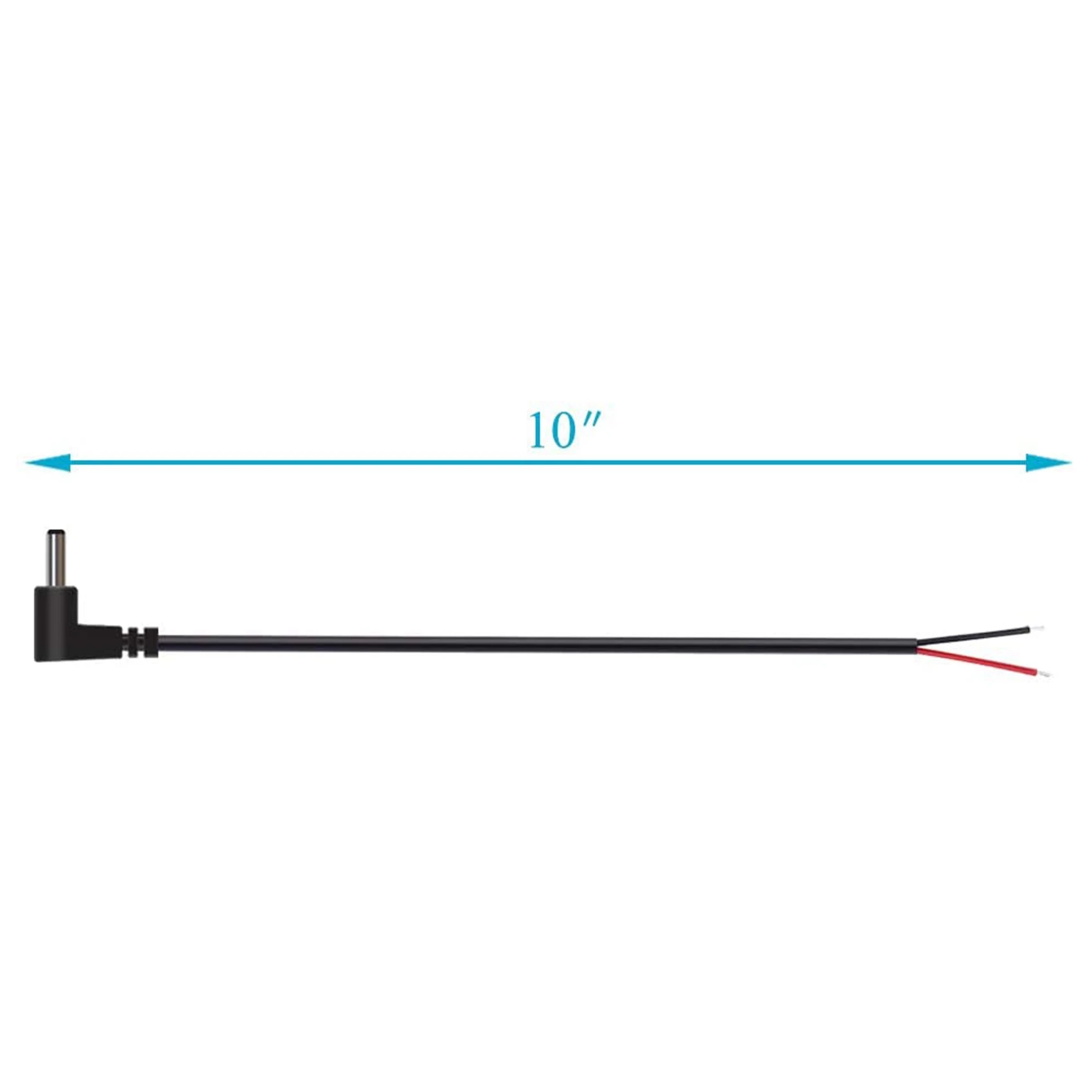 (10 Pack) Replacement 3.5mm x 1.35mm 90 Degree Right Angle DC Power Male Plug Jack to Bare Wire Open End Pigtail Power