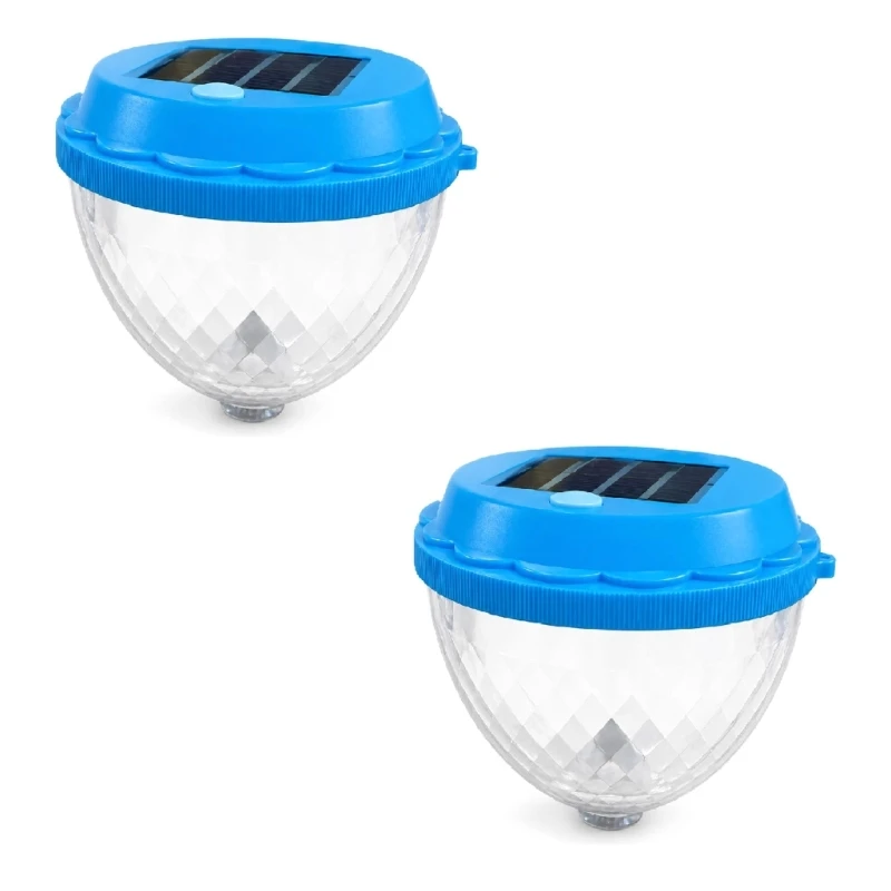 Floating Pool Light with Solar Charging, 7-Color Lighting and Clear Faceted Shade for Backyard Water Features Use 