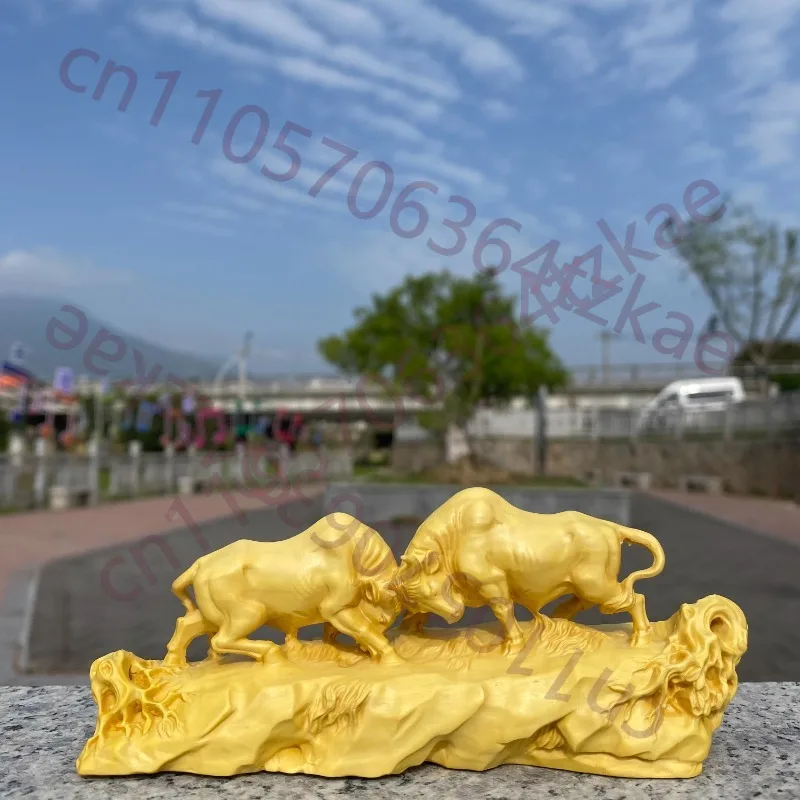 

Статуэтка быка из желтого боксуса, ручная резьба, символ зодиакального знака Овца, оберег для богатства и процветания, фэн-шуй, украшение для дома, офиса, рабочего стола