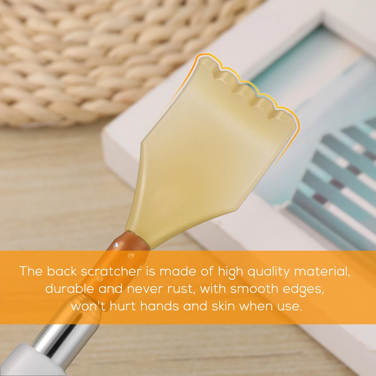أداة خدش خلفية قابلة للتمديد، حواف ناعمة بيضاء غير قابلة للصدأ، متينة للسفر - أداة خدش لكبار السن للمناطق التي يصعب الوصول إليها