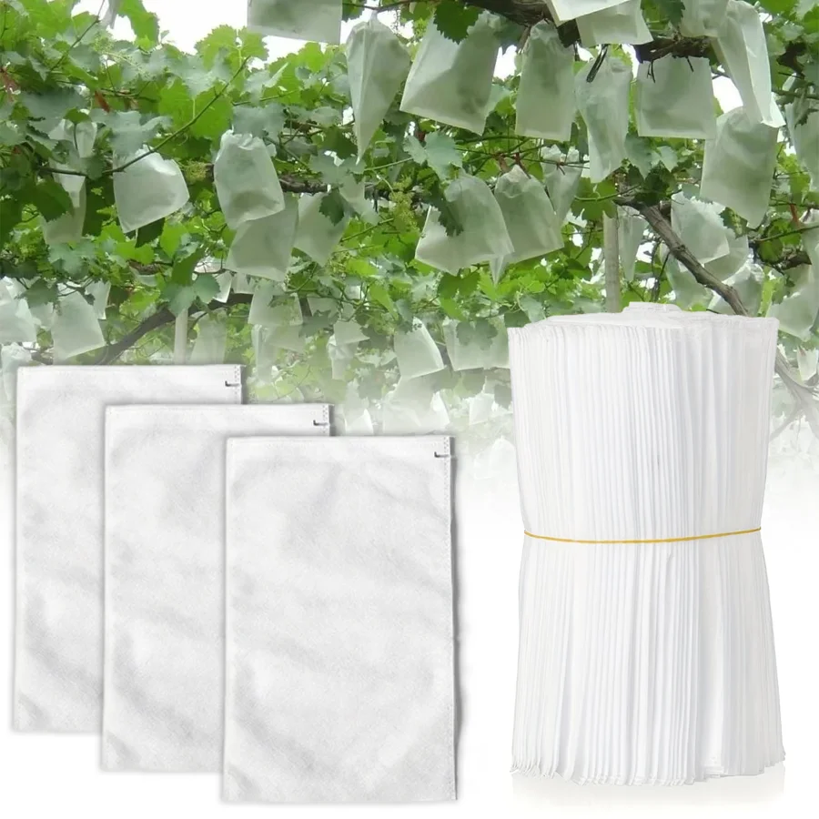 yes105pcs Non-woven Fabric Fruit Anti-Insect Bags, with Hidden Drawstring Closure, Grape Peach Apple Fruit Growing Cover Pouch X