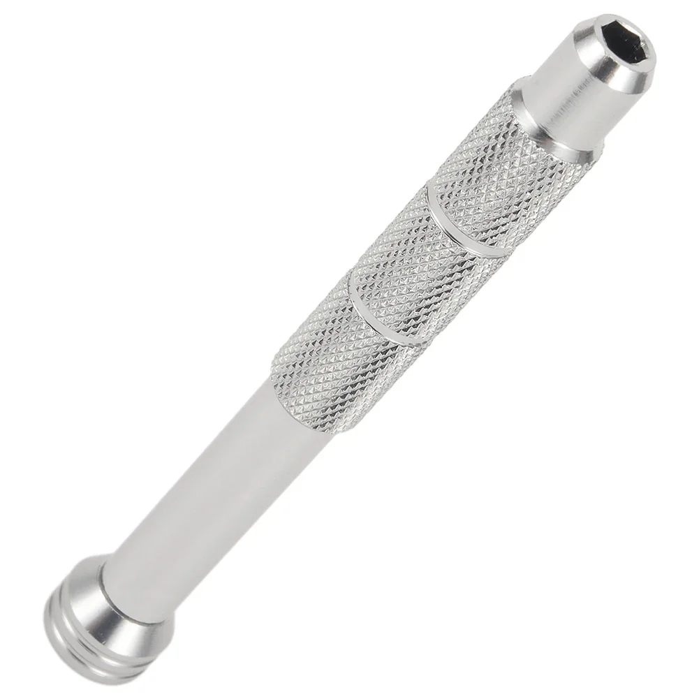 Silver Screwdriver Bits Holder, Driver Handle, liga de alumínio, precisão magnética, ferramentas manuais