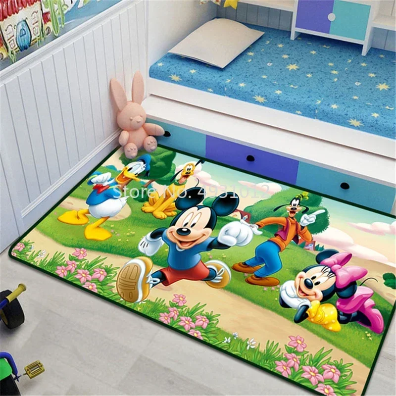 Disney Mickey Minnie Mouse Winnie Pool Rug  for Baby Kids Bedroom Living Room Carpet Non-slip Mat Home Floor Decoration