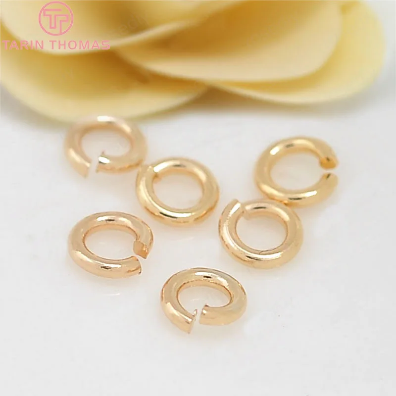 (3630)20PCS 3.2~10MM thickness 0.7~0.8MM 24K Gold Color Plated Brass Round Jump Rings Split Rings Jewelry Findings