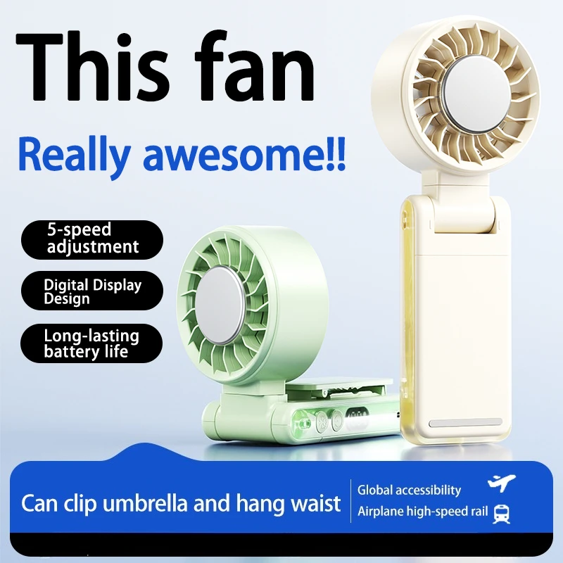 

Портативный 5-скоростной вентилятор для кемпинга с креплением, складной ручной вентилятор для дома, мощный вентилятор с высокой скоростью обдува, 3000 мАч, с ремешком