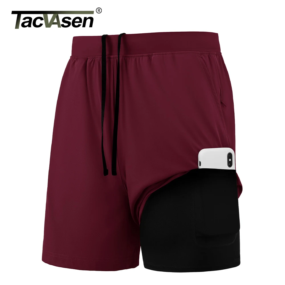

TACVASEN Men's Summer 2-in-1 Quick Dry Waterproof Shorts for Swim, Run, Gym Workout with Liner and Pockets