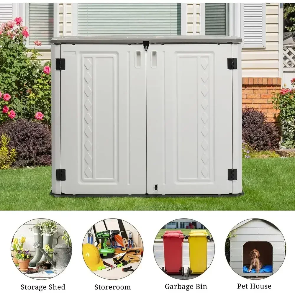 Weather-Resistant Resin Outdoor Storage Shed, 34 Cu ft, Multi-Door Access, Lockable for Tools, Bikes, and Lawn Equipment